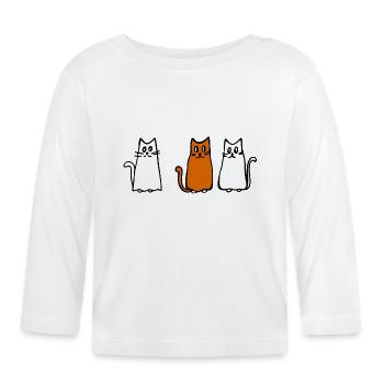 Rencontre de chat - T-shirt manches longues bio Bébé - blanc - Devant