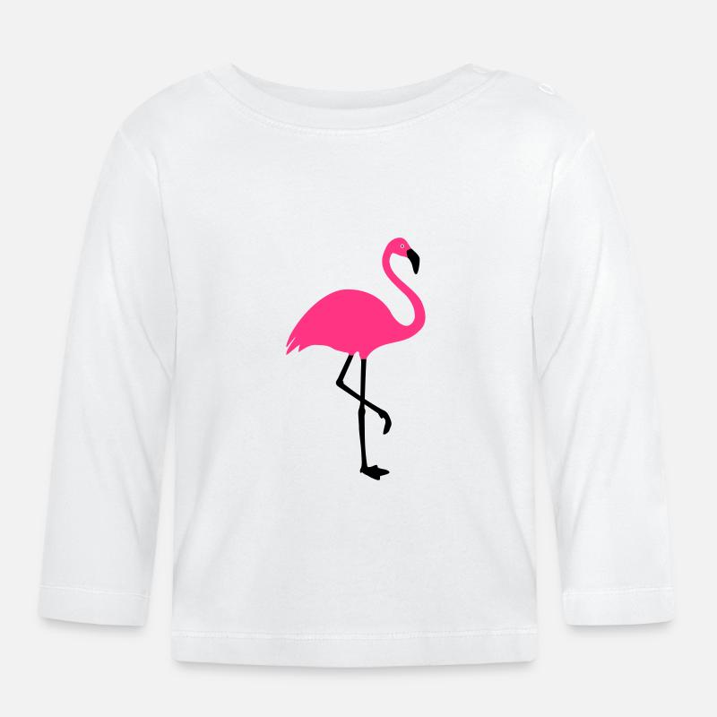 Flamingo Summer Sun Beach - T-shirt manches longues bio Bébé - blanc