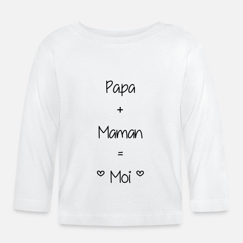 papa+maman=moi - T-shirt manches longues bio Bébé - blanc