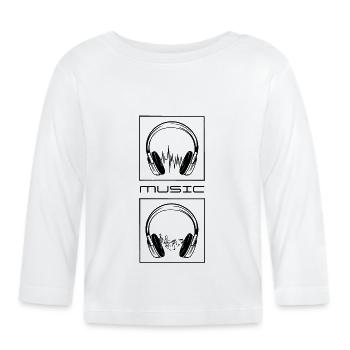 Headphones. Music. - Organic Baby Long Sleeve T-Shirt - white - Front