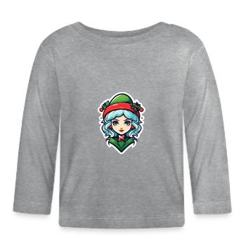 Elf Christmas Illustration - Organic Baby Long Sleeve T-Shirt - heather grey - Front