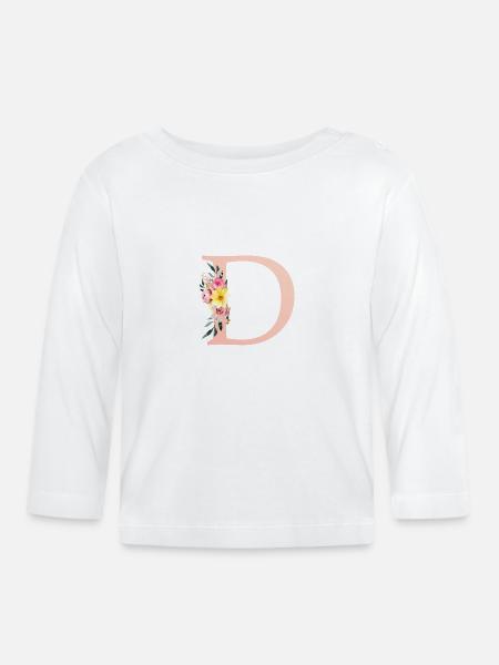 D Monogram Floral - Organic Baby Long Sleeve T-Shirt - white