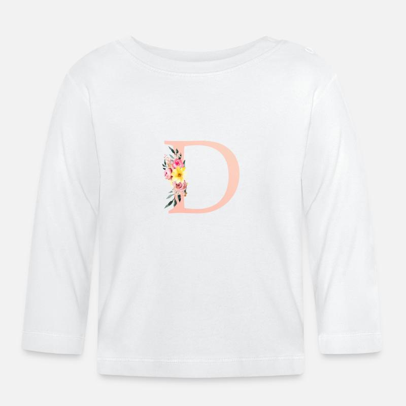 D Monogramm Floral - Baby Bio-Langarmshirt - Weiß