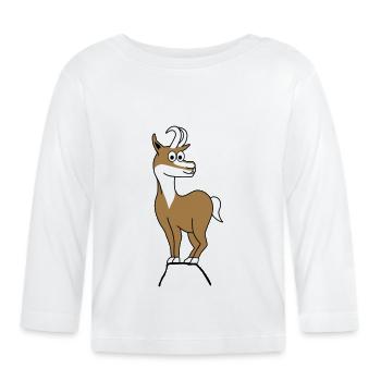 Berggams, Gämse am Berg - Baby Bio-Langarmshirt - Weiß - Vorne