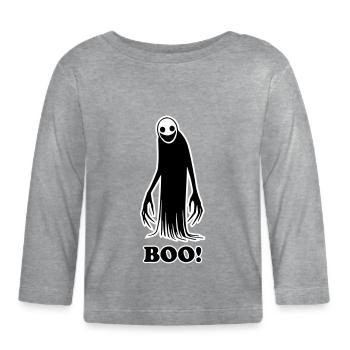 Gruselige Schattenfigur Illustration - Buh! Entwurf - Baby Bio-Langarmshirt - Grau meliert - Vorne