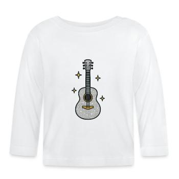 Glitzernde Gitarre fürs Musikerherz - Baby Bio-Langarmshirt - Weiß - Vorne