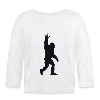 Dunkler Yeti Silhouette Rocker Metal Rock - Baby Bio-Langarmshirt - Weiß - Vorne