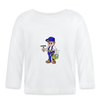 Retro vintage grunge style window cleaner - Organic Baby Long Sleeve T-Shirt - white - Front