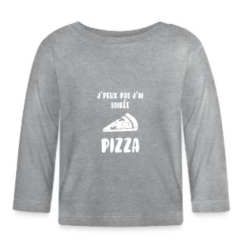 Soirée pizza - T-shirt manches longues bio Bébé - gris chiné - Devant