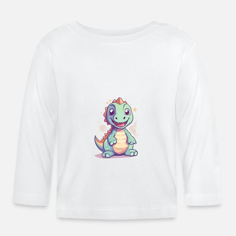 Dinosaure mignon - T-shirt manches longues bio Bébé - blanc
