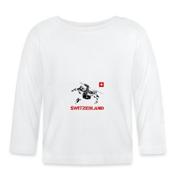 Switzerland mit Bergen und Gondel und Skifahrer - Baby Bio-Langarmshirt - Weiß - Vorne