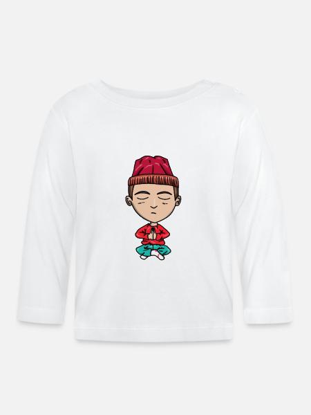 ZenKind Rest Meditation - Organic Baby Long Sleeve T-Shirt - white