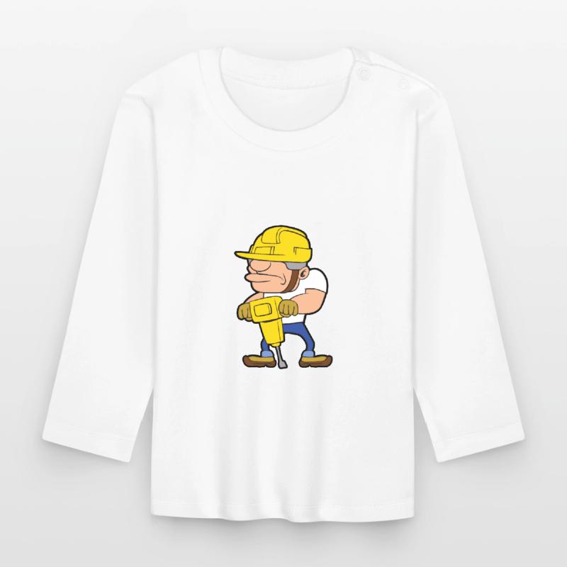 Construction worker building site building construction jackhammer Organic Baby Long Sleeve T-Shirt
