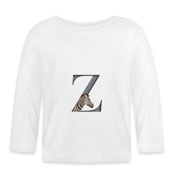 Buchstabe Z, Zebra Afrika Tier - Baby Bio-Langarmshirt - Weiß - Vorne