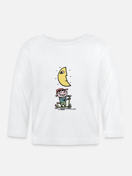 Charly und der Mond - Baby Bio-Langarmshirt - Weiß