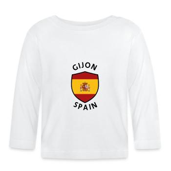 Bouclier d’Espagne de Gijón avec drapeau - T-shirt manches longues bio Bébé - blanc - Devant