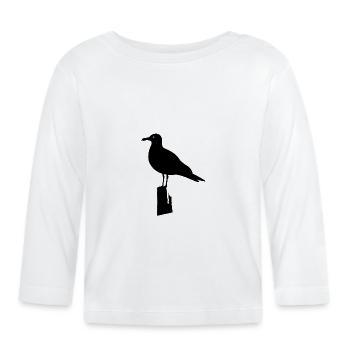 Nordsee Moin Möwe Silhouette Vogelschiss Pier S/W - Baby Bio-Langarmshirt - Weiß - Vorne