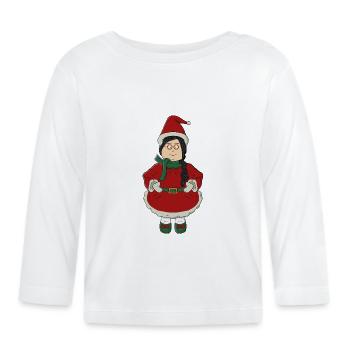 Weihnachtsmannmädchen im roten Kleid - Baby Bio-Langarmshirt - Weiß - Vorne