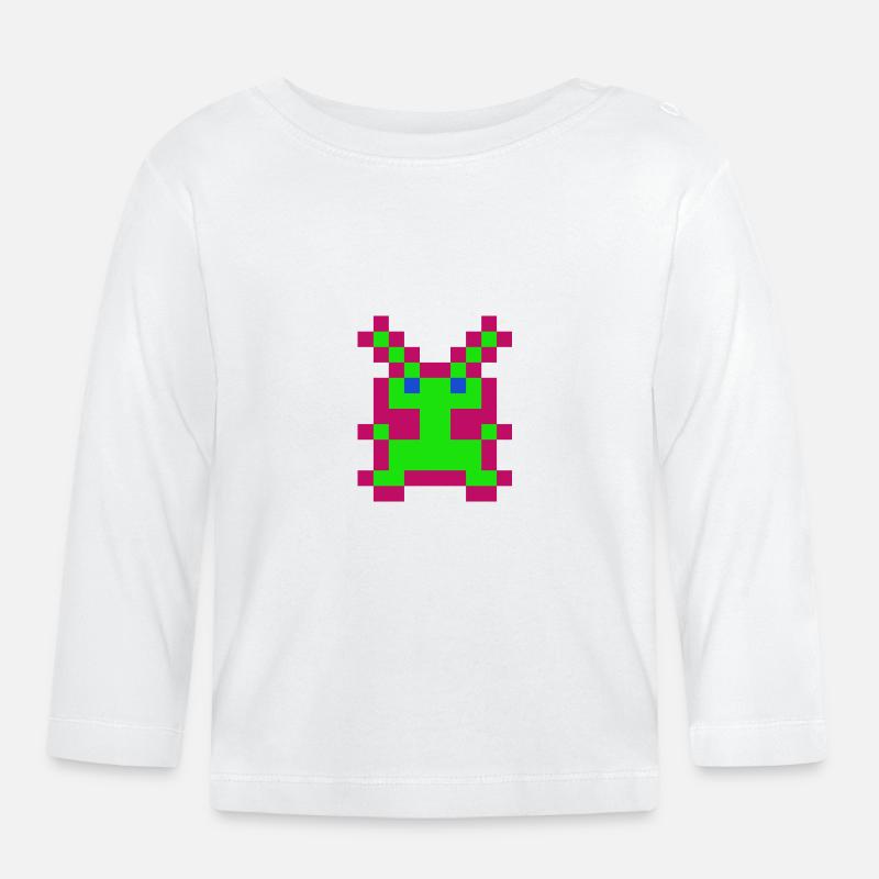 Retrogaming Alien - Baby Bio-Langarmshirt - Weiß