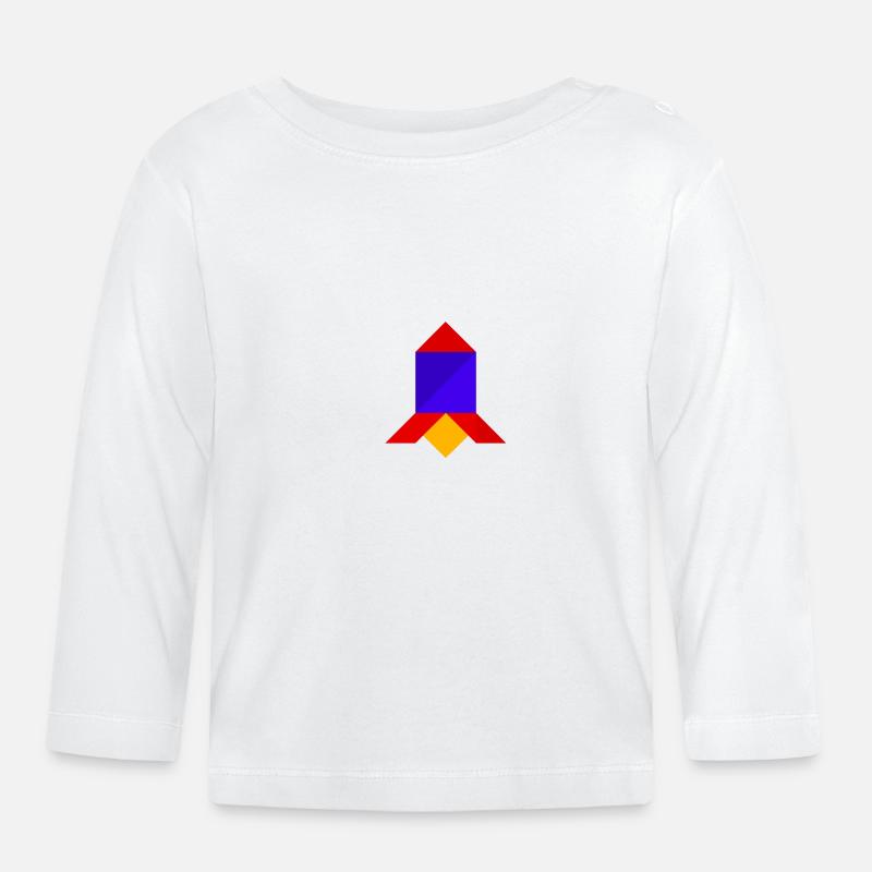 Fusée - Tangram - T-shirt manches longues bio Bébé - blanc