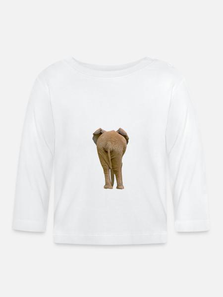 Elefanten Popo - Baby Bio-Langarmshirt - Weiß