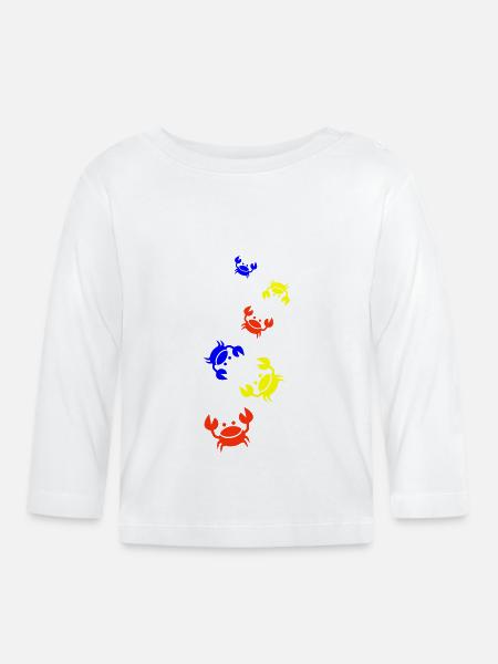Krebs tier Bunt - Baby Bio-Langarmshirt - Weiß