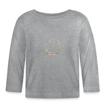 Customisable Floral Wreath Wild Flowers - Organic Baby Long Sleeve T-Shirt - heather grey - Front