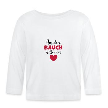 Baby Bauch Herz Liebe Love Geburt - Baby Bio-Langarmshirt - Weiß - Vorne