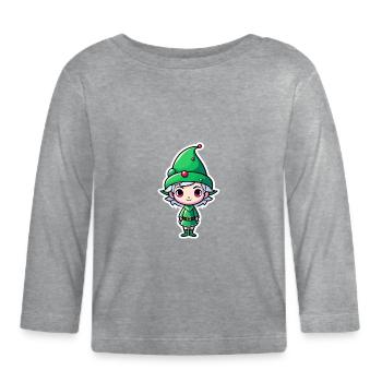 Illustration de Noël elfe - T-shirt manches longues bio Bébé - gris chiné - Devant