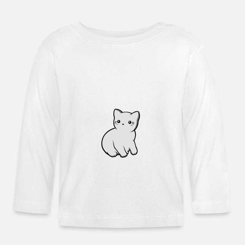 Chat - T-shirt manches longues bio Bébé - blanc