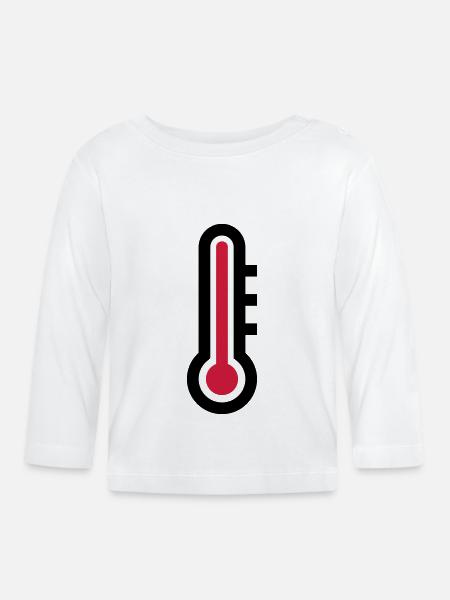 Thermostat Temperatur Symbol Icon - Baby Bio-Langarmshirt - Weiß