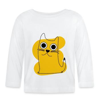 Yellow Cat - Organic Baby Long Sleeve T-Shirt - white - Front