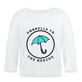 Umbrella To The Rescue Regenschirm - Baby Bio-Langarmshirt - Weiß - Vorne
