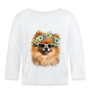 Poméranien doux - T-shirt manches longues bio Bébé - blanc - Devant