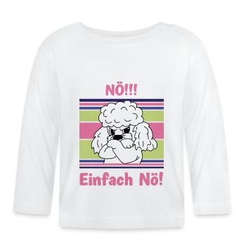 Nö! Sturer Pudel mit verschränkten Pfoten - Baby Bio-Langarmshirt - Weiß - Vorne