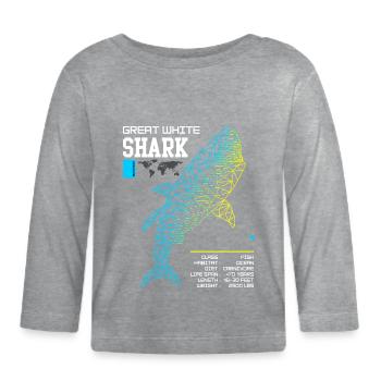 Great White Shark a - Organic Baby Long Sleeve T-Shirt - heather grey - Front