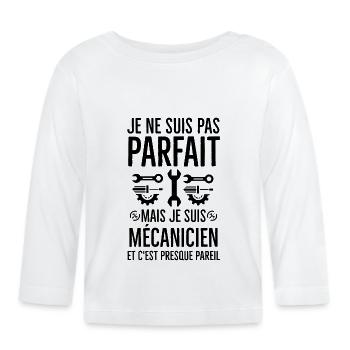 Humour mécanicien mécano - T-shirt manches longues bio Bébé - blanc - Devant