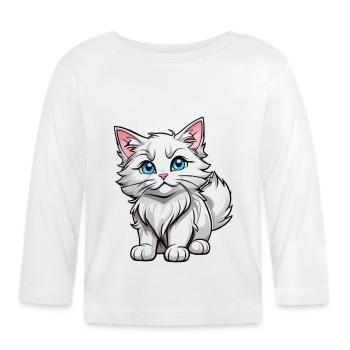Cute Maine Coon cat with blue eyes - Organic Baby Long Sleeve T-Shirt - white - Front