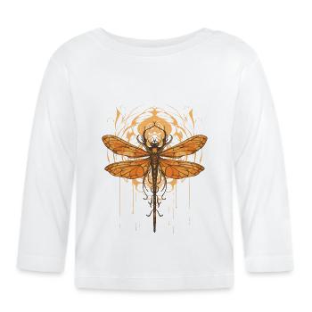 Jugendstil - Libelle und Blumen - Baby Bio-Langarmshirt - Weiß - Vorne