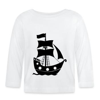 Bateau pirate - T-shirt manches longues bio Bébé - blanc - Devant