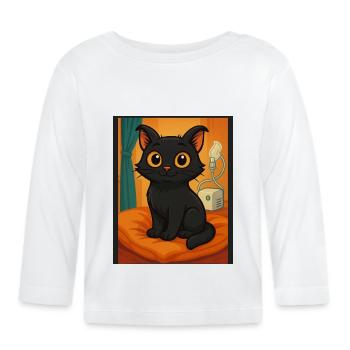SoulPaws & Hooves, Hubert the Cult Cat - Organic Baby Long Sleeve T-Shirt - white - Front