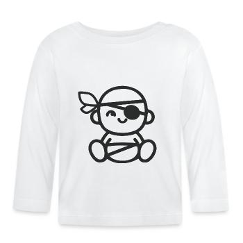 Baby Pirate - grey - Organic Baby Long Sleeve T-Shirt - white - Front