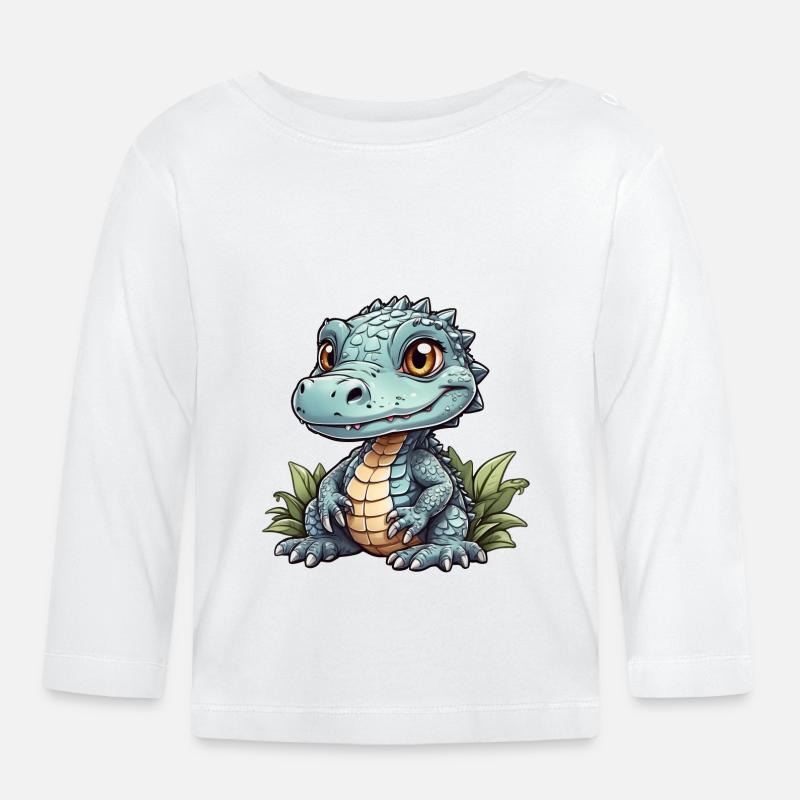 petit alligator mignon - T-shirt manches longues bio Bébé - blanc