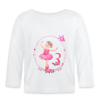 3rd Birthday Ballerina in Tutu Girl Ballet 3 - Organic Baby Long Sleeve T-Shirt - white - Front