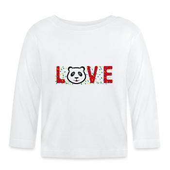 Liebes Panda mit viel Konfetti. - Baby Bio-Langarmshirt - Weiß - Vorne