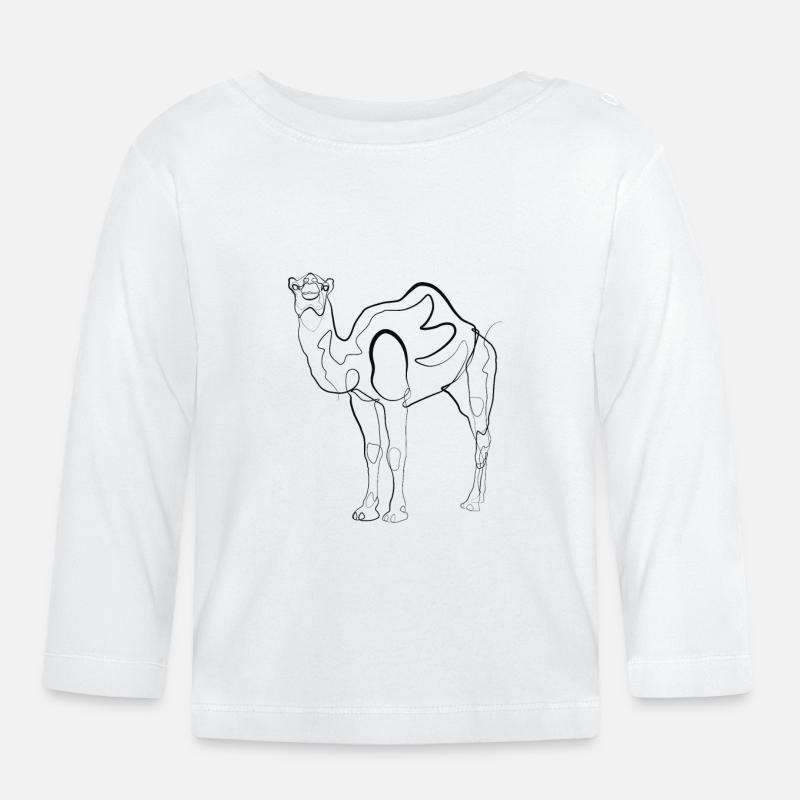 Kamel Dromedar - one line drawing - Baby Bio-Langarmshirt - Weiß