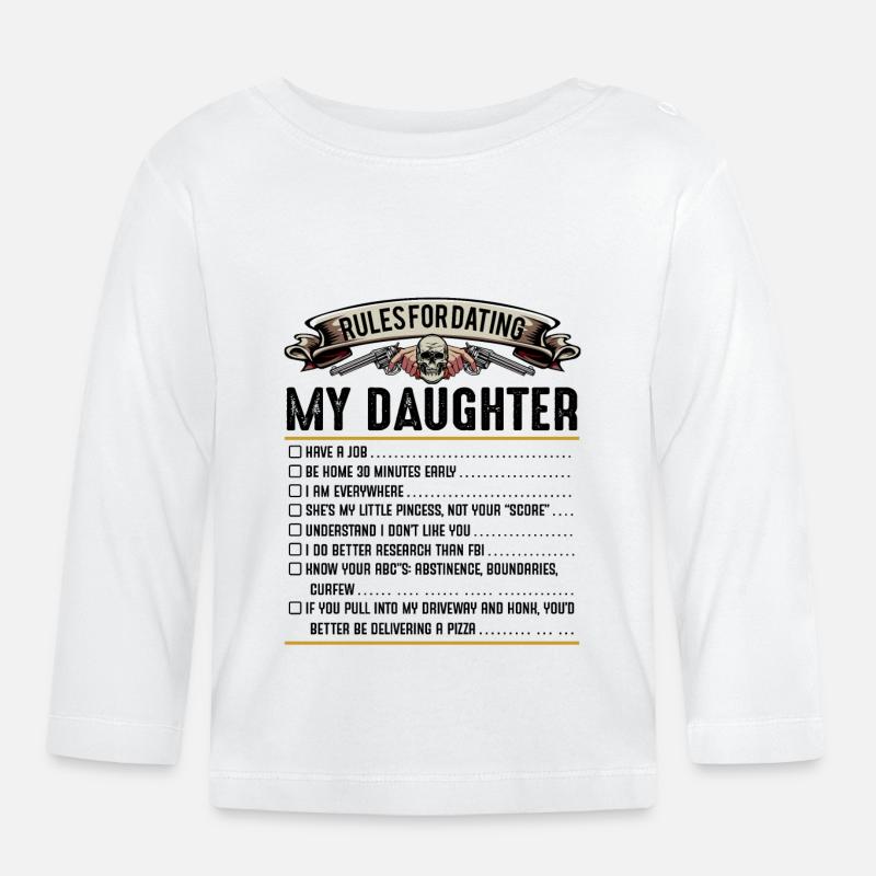 Far og datter - Langærmet babyshirt af  økologisk bomuld - hvid