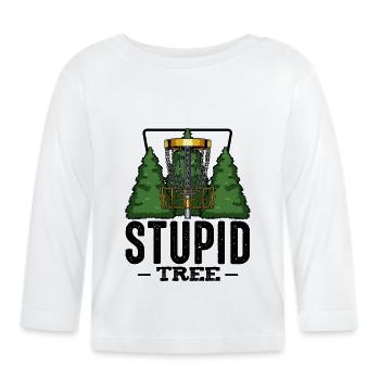 Stupid Tree Discgolf Spruch Frisbee Geschenk - Baby Bio-Langarmshirt - Weiß - Vorne