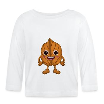 Walnuss Nuss Comic - Baby Bio-Langarmshirt - Weiß - Vorne