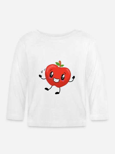 Apfel - Baby Bio-Langarmshirt - Weiß